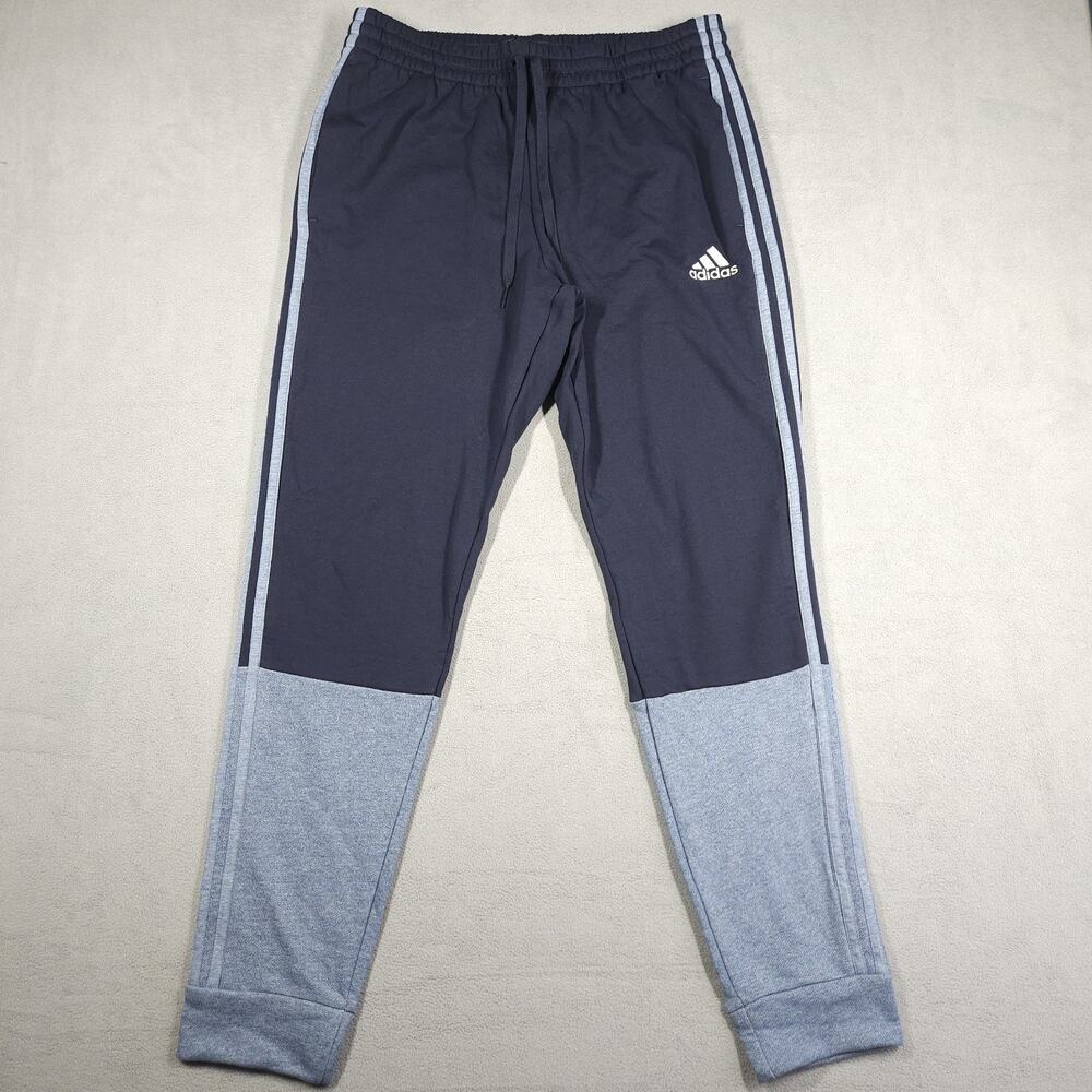 Adidas‎ Melange Joggers Mens Large French Terry Blue Colorblock Lounge Gym